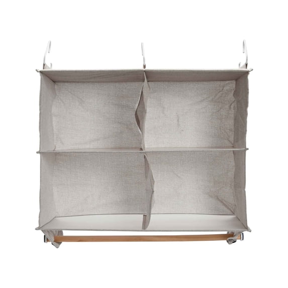 Household Essentials 4 Pocket Wide Organizer with Hangbar, Silver