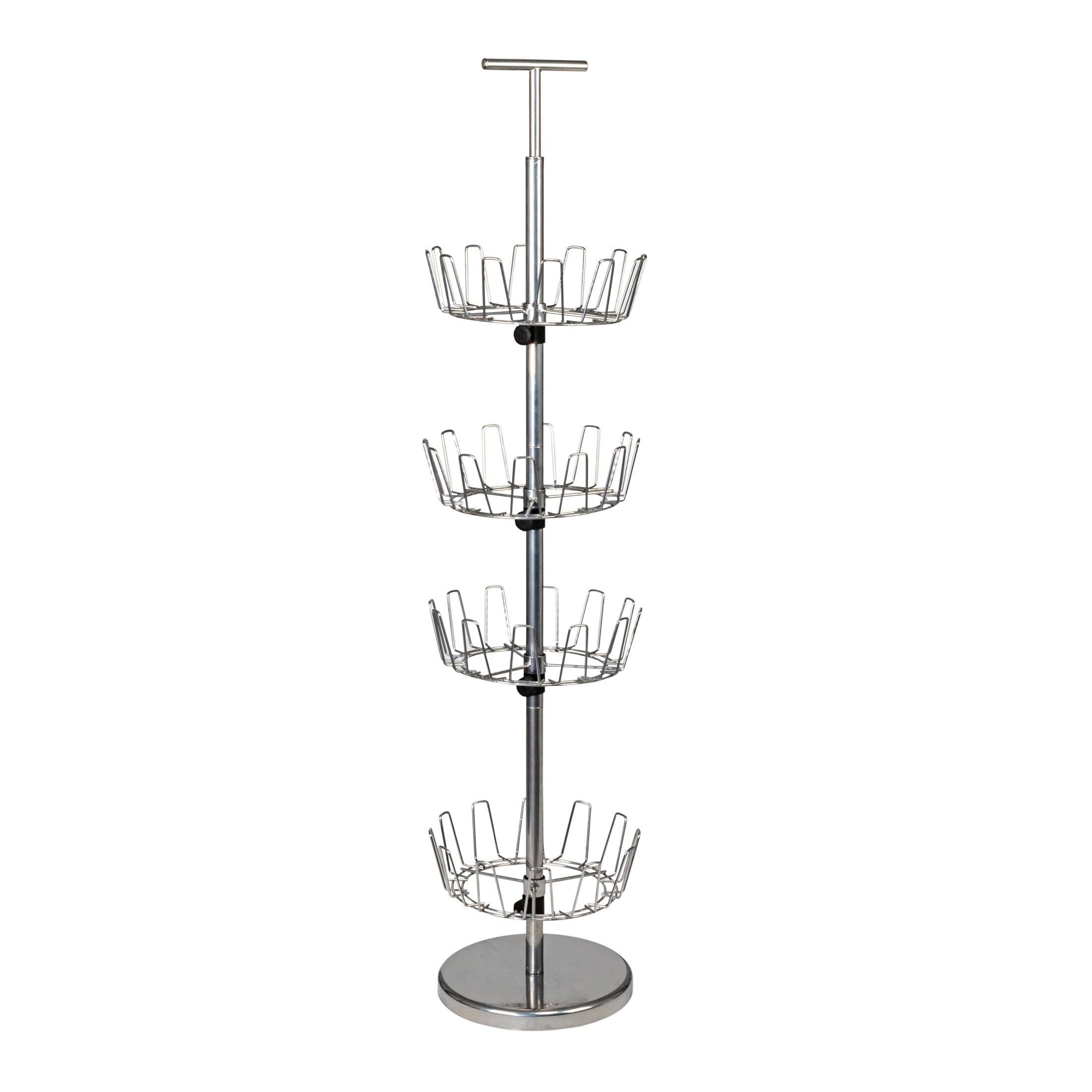 Silver 4-Tier Revolving Shoe Tree with Metal Frame