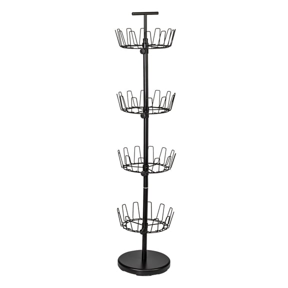 Household Essentials 4-Tier Shoe Storage Tree, Matte Black