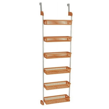Household Essentials 6 Basket Over the Door Storage Rack, Orange
