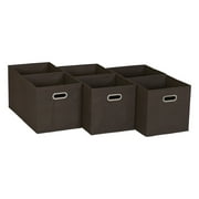 Household Essentials 6 ct Open Fabric Cube Storage Bins, Chocolate Brown