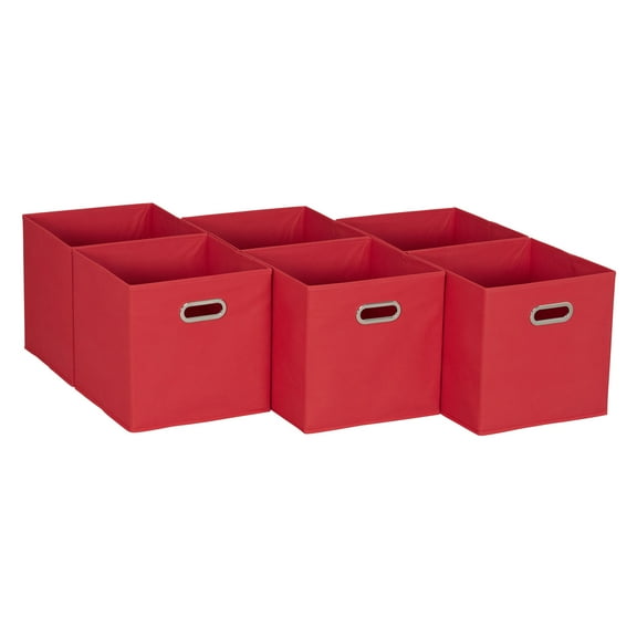 Household Essentials 6 ct Open Fabric Cube Storage Bins, Regal Red