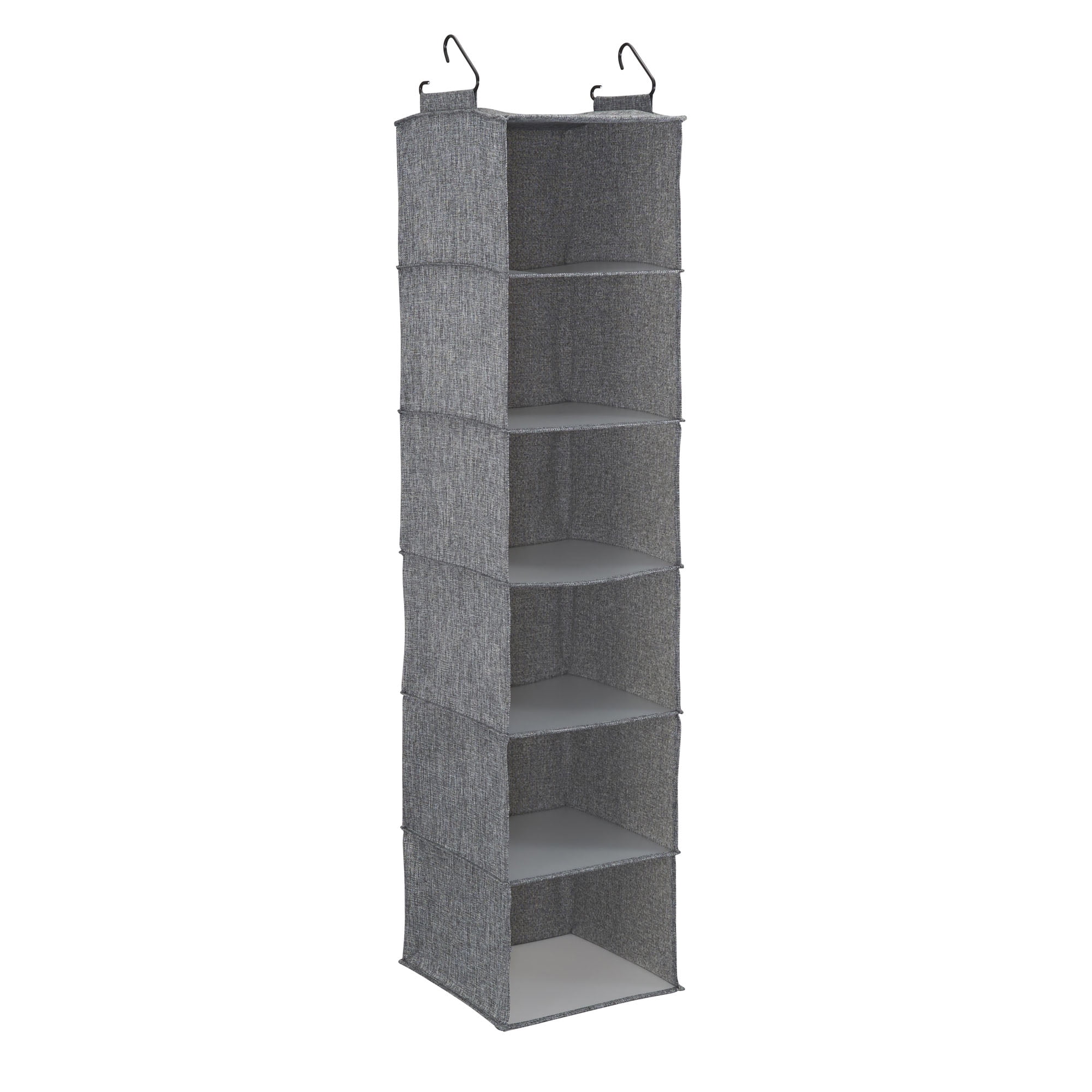 Household Essentials 6 Shelf Hanging Closet Organizer, Hanging Closet Shelf, Fabric Poly Linen and PEVA Shelving