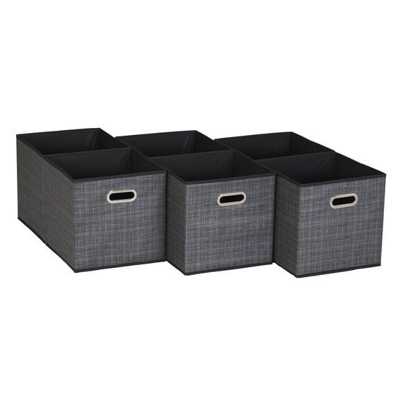 Household Essentials 6 ct Open Fabric Cube Storage Bins, Black Mix