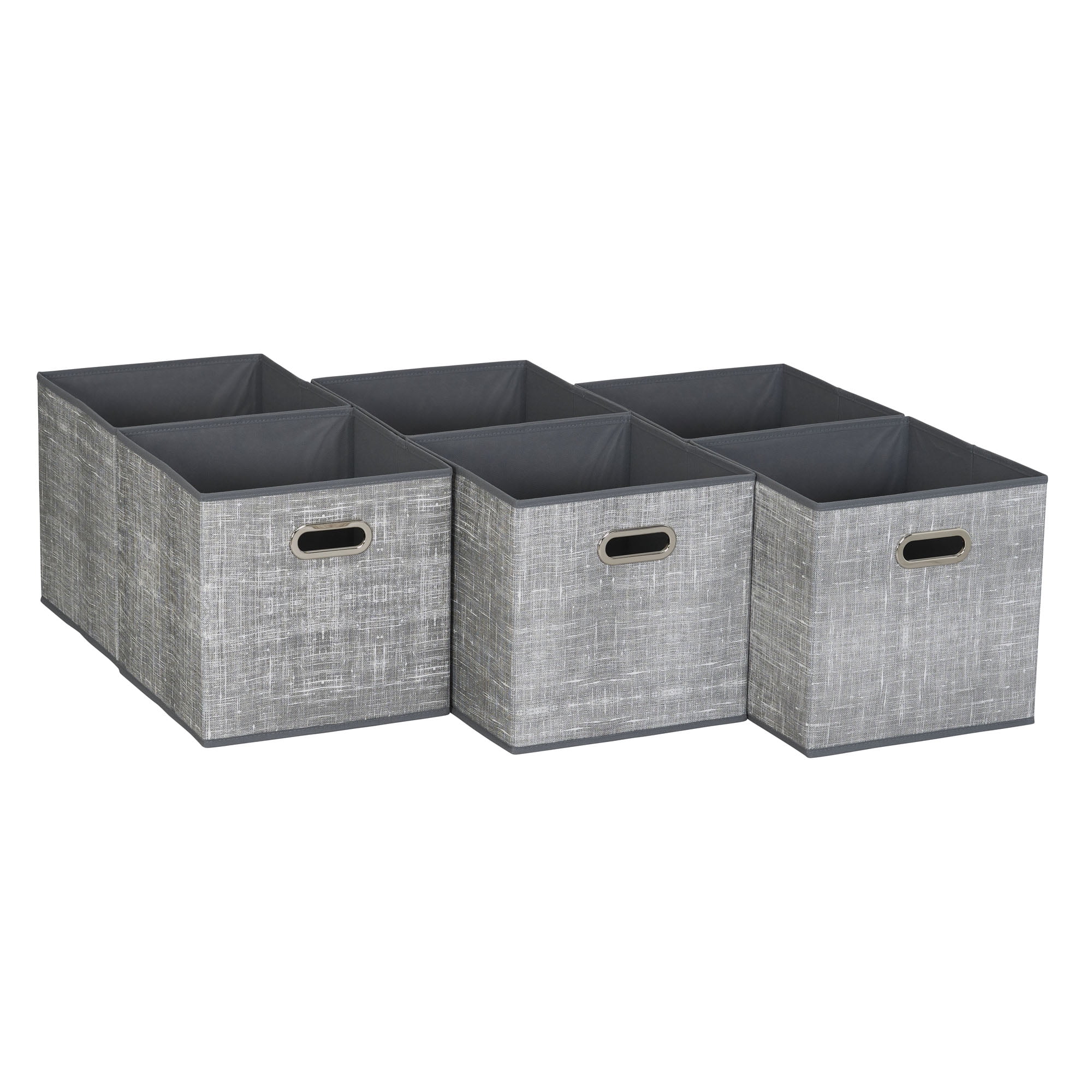 Household Essentials 6 ct Open Fabric Cube Storage Bins, Gray