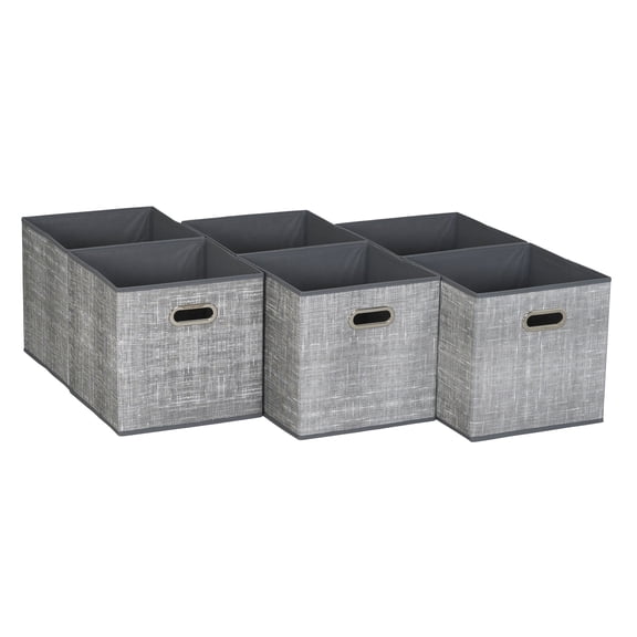 Household Essentials 6 ct Open Fabric Cube Storage Bins, Gray