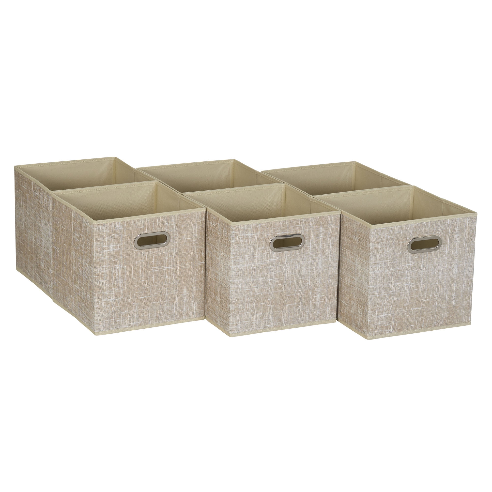 Household Essentials 6 ct Open Fabric Cube Storage Bins, Tan