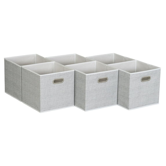 Household Essentials 6 ct Open Fabric Cube Storage Bins, White Mix