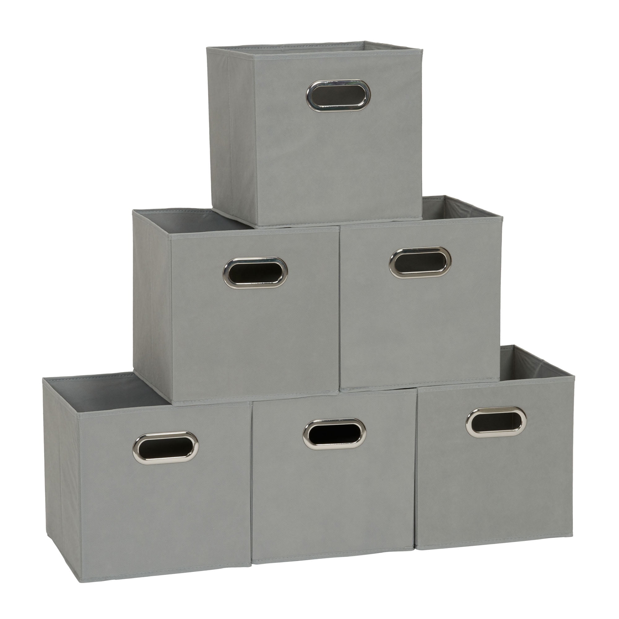 Gray 11" Foldable Fabric Storage Cubes with Handles, Set of 6