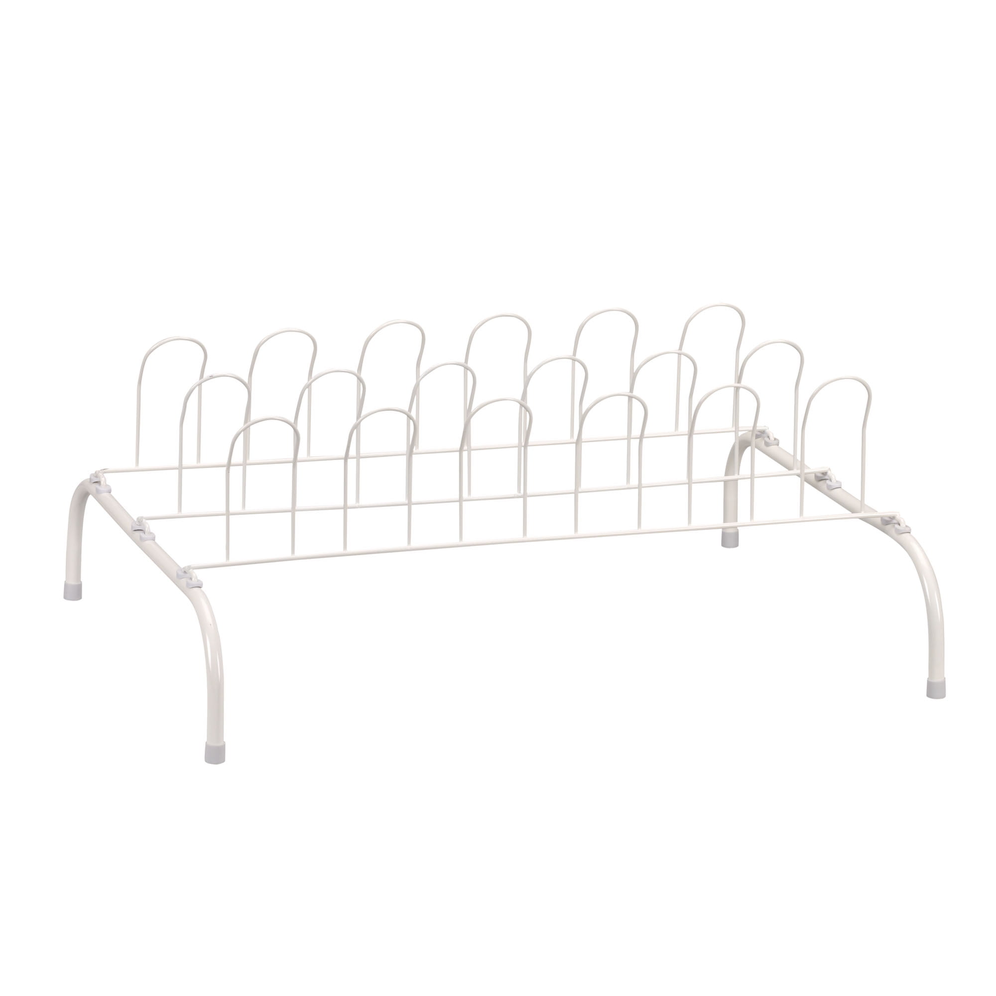 White Metal Freestanding 9-Pair Wire Shoe Rack