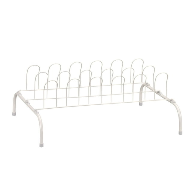 Household Essentials 9-Pair Metal Wire Shoe Rack, White/Off-White ...