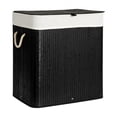 thumbnail image 1 of Household Essentials Bamboo Double Laundry Hamper with Rope Handles, Lid and Removable Machine Washable Laundry Bag, 39-Gallons, Black, 1 of 12