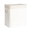 thumbnail image 1 of Household Essentials Bamboo Double Laundry Hamper with Rope Handles, Lid and Removable Machine Washable Laundry Bag, 39-Gallons, White, 1 of 12