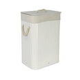 thumbnail image 1 of Household Essentials Bamboo Laundry Hamper with Rope Handles, Lid and Removable Machine Washable Laundry Bag, 19-Gallons, White, 1 of 12