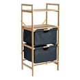 thumbnail image 1 of Household Essentials Bamboo Storage Shelf with Cotton Fabric Drawers, Natural and Black, 1 of 10