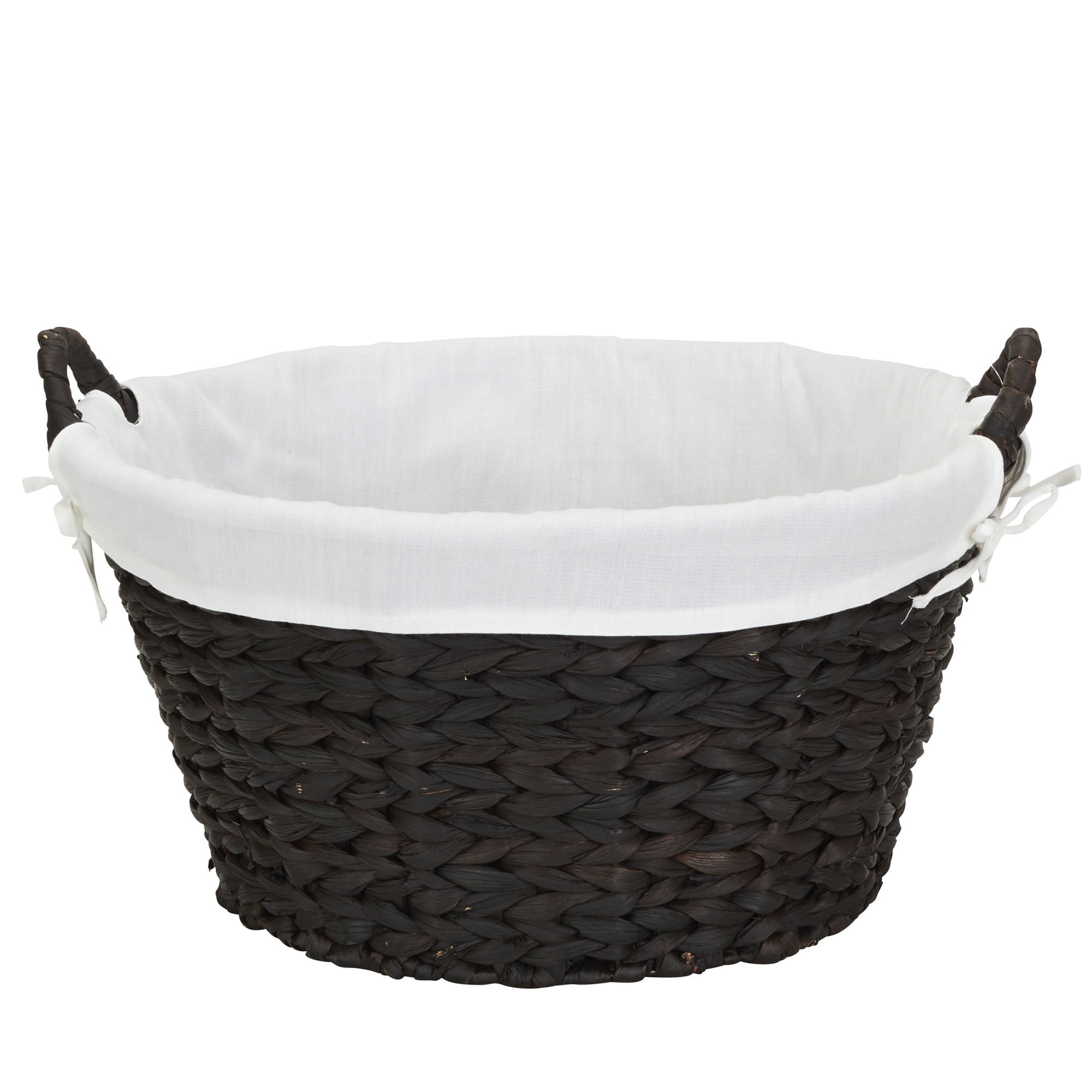 Brown Wicker Laundry Basket with White Removable Liner