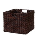 thumbnail image 1 of Household Essentials Foldable Wicker Storage Bin, Stained Water Hyacinth, Sturdy Steel Frame, Handwoven and Decorative, Durable and Stylish, Space-Saving, Dark Brown, 1 of 4