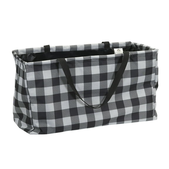 Household Essentials Black and White Plaid Krush Container All-Purpose Utility Tote
