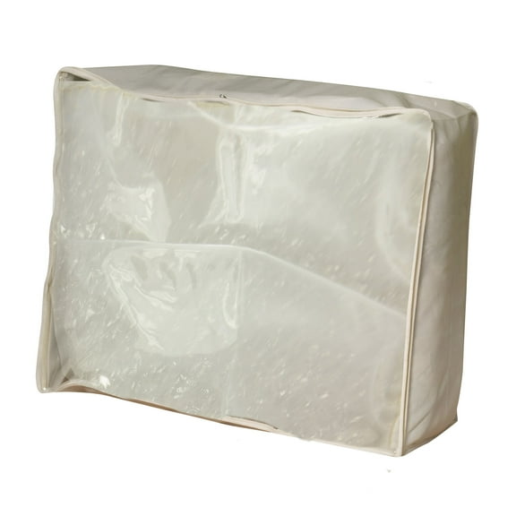 Household Essentials Canvas Blanket Storage Bag, Cotton-Blend Durable Canvas, 3 Sided Zipper with Clear Windowed Top, Protects and Stores Various Sheets and Blankets