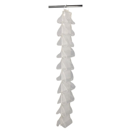 Household Essentials 20-Pocket Closet Shoe File, Durable Canvas and High-Quality Plastic, Holds 10 Pairs of Shoes, Individual Storage, Single Hook System