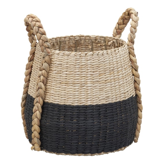 Household Essentials Cattail and Paper Terra Basket, Natural and Black