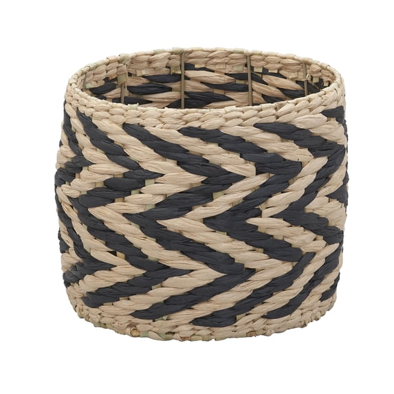 Household Essentials Cattail and Paper Zee Basket, Natural and Black