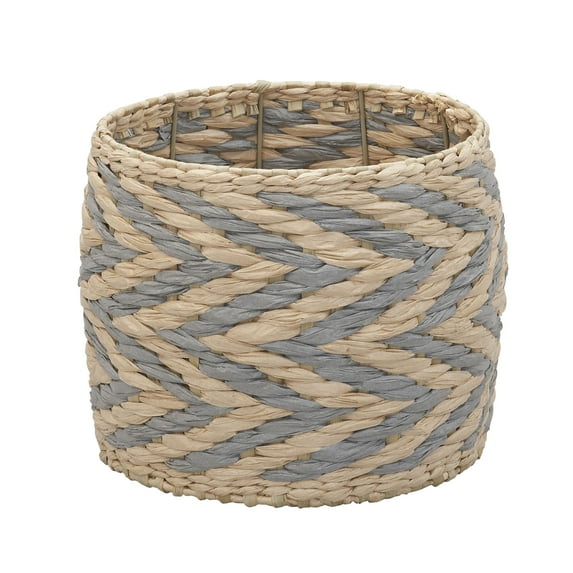 Household Essentials Cattail and Paper Zee Basket, Natural and Gray