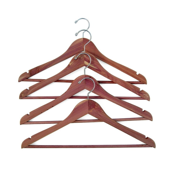 Household Essentials Cedar Hangers, 4 pack, with Swivel Hook and Fixed Bar, Freshens Closet, Odor and Moth Repellent, Clothes Protection 26140