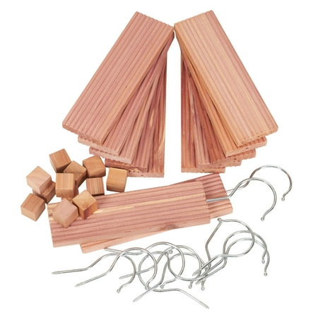Household Essentials Cedar Moth Repellent Kit, Set of 12 Cedar Hang Ups and 12 Cedar Cubes, All Natural Moth Protection for Dressers, Drawers, Luggage, Closets and More
