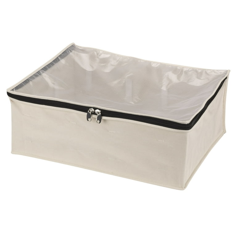 Household Essentials Cedarline Blanket Storage Bag Heavy Duty Cotton Canvas Bag with Clear PEVA Top Durable Double Zipper Breathable Snag