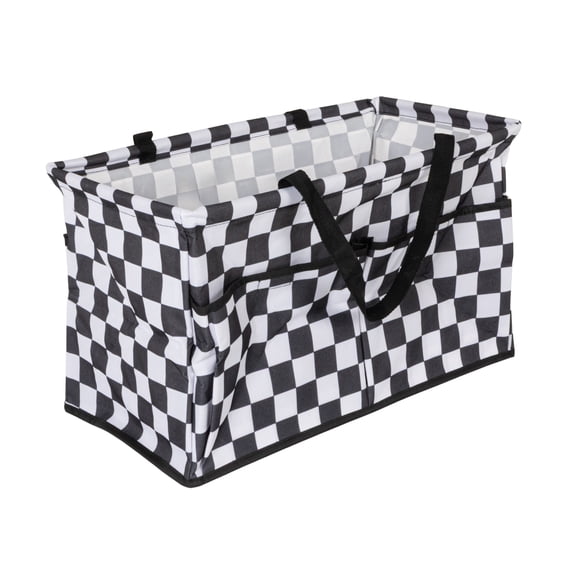 Household Essentials Checkerboard All-Purpose Utility Tote with Pockets