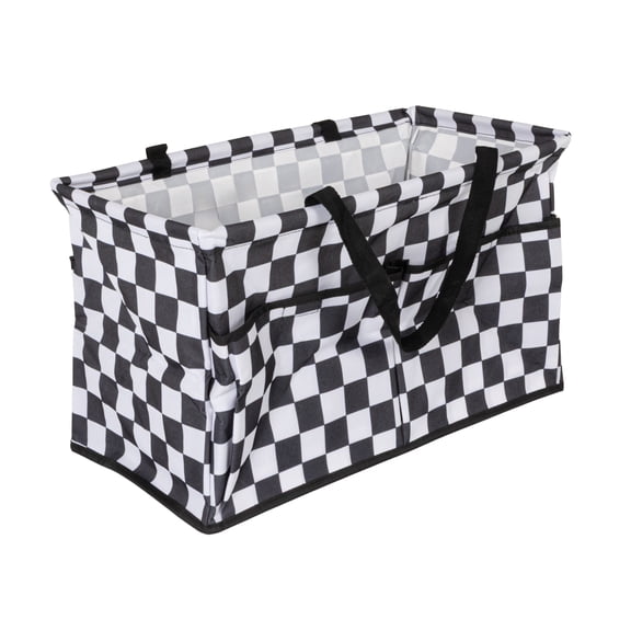 Household Essentials Checkerboard All-Purpose Utility Tote with Pockets