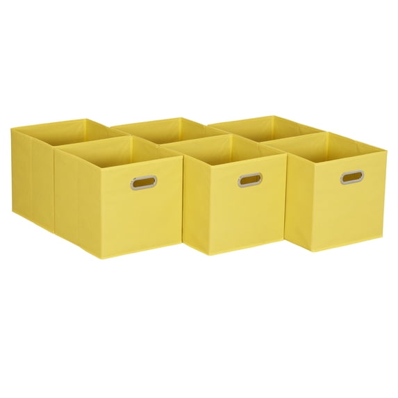 Household Essentials 6 ct Open Fabric Cube Storage Bins, Golden Yellow