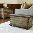 thumbnail image 1 of Household Essentials Decorative Trunk, Rustic, Large, Wood Frame and Metal Siding, Spacious and Handmade, Fully Opening Lid, Black Interior, Driftwood and Silver, 1 of 3