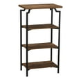 thumbnail image 1 of Household Essentials Crown Narrow 4 Shelf Open Storage Bookshelf Rustic Hickory Wood Grain and Black Metal, 1 of 8