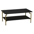 thumbnail image 1 of Household Essentials Crown Rectangular Coffee Table with Storage Shelf Black Oak Wood Grain and Gold Metal, 1 of 7