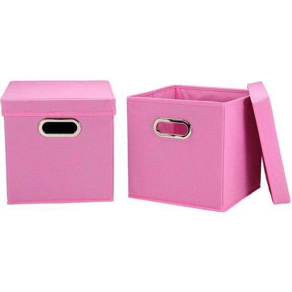 Household Essentials Cube Set with Lids, 2pk, Pink