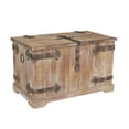 thumbnail image 1 of Household Essentials Decorative Trunk, Victorian, Large, Chinese Fir Wood, Aged-Wood Finish with Metal Accents, Fully Opening Lid, Stout Design, Ring Handles, 1 of 6