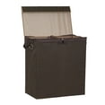 thumbnail image 1 of Household Essentials Double Laundry Hamper with Lid, Two Compartments for Easy Sorting with Removable Liner, Collapsible, Brown Linen 5614, 1 of 9