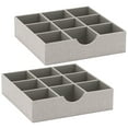 thumbnail image 1 of Household Essentials Drawer Organizer Tray 2 Pack, 9 Square Compartment, Sturdy with Fabric Cover, Gray, 1 of 5