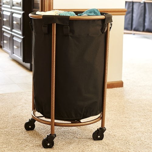 Household Essentials Durable Laundry Hamper with Wheels, Black and