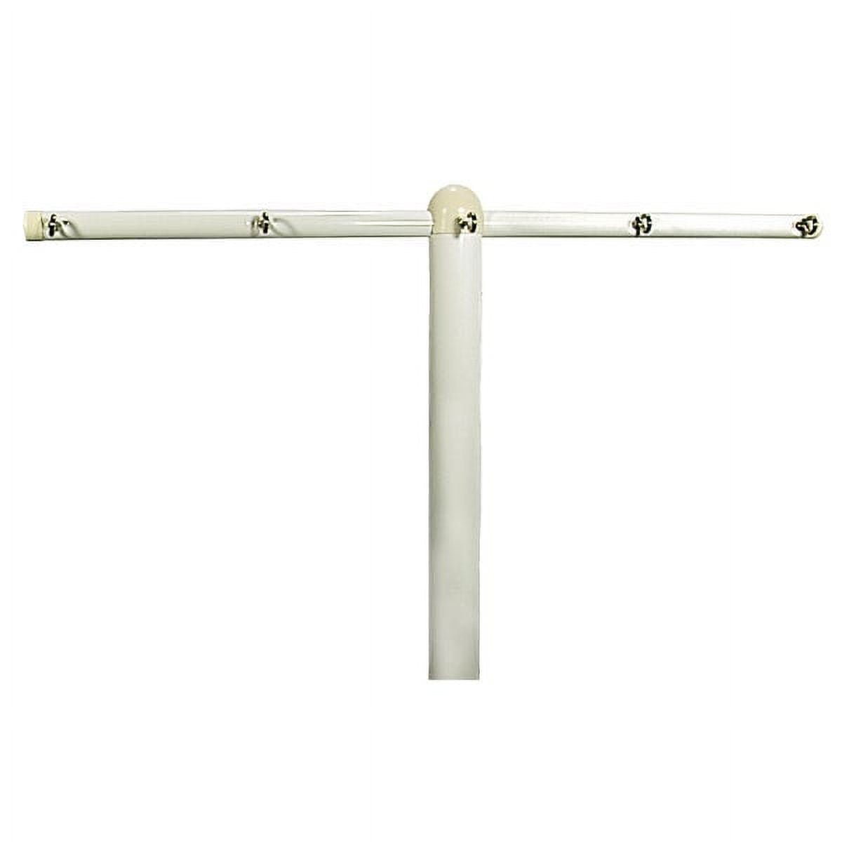 White Powder-Coated Steel T-Post Clothesline Pole with Plastic End Caps