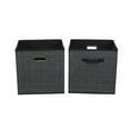 thumbnail image 1 of Household Essentials Fabric Storage Bins 2 Piece Set, Strong Poly-Woven Fabric, Sturdy Chipboard Sides, Grommet Front Handle, Stackable and Foldable, Classic Design,  Black Mix, 1 of 8