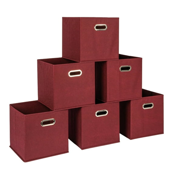 Household Essentials Fabric Storage Bins 6 Piece Set, Burgundy