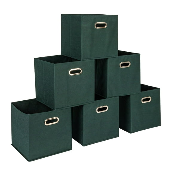 Household Essentials Fabric Storage Bins 6 Piece Set, Dark Green
