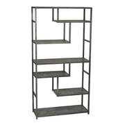Household Essentials Faux Concrete Slate 6-Shelf Bookcase