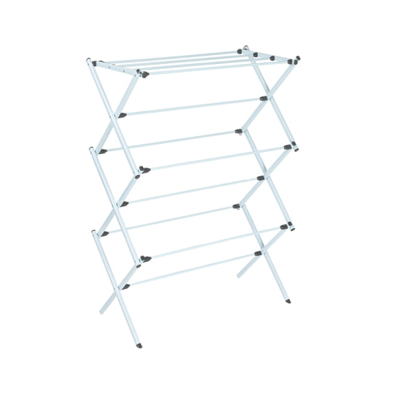 Household Essentials Folding Clothes Drying Rack with Strong Steel Frame and 11 Coated Dowels, White
