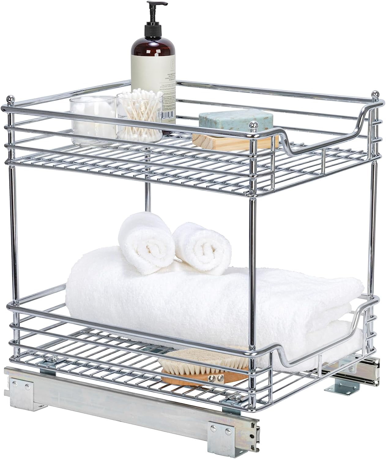 Chrome 2-Tier Sliding Under-Cabinet Organizer