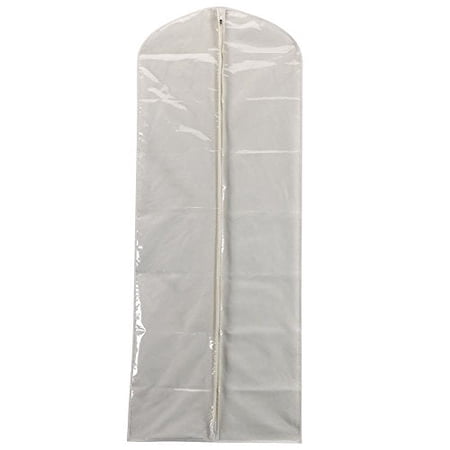Household Essentials Gown Protector Bag, Durable and Breathable Canvas, Clear Front, Full-Length Zipper, Perfect Fit for Floor-Length Dresses, Gowns and Coats