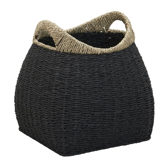 Household Essentials Handled Basket, Two Tone Seagrass and Paper Rope